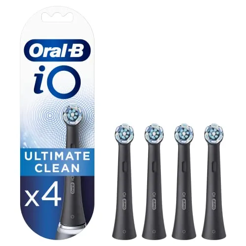 Oral-B Io Testine Spazzolino Elettrico, Confezione Da 4 Pezzi, Ultimate Clean, Nero, ‎‎7.4 x 2.28 x 23.4 cm, 32 grammi