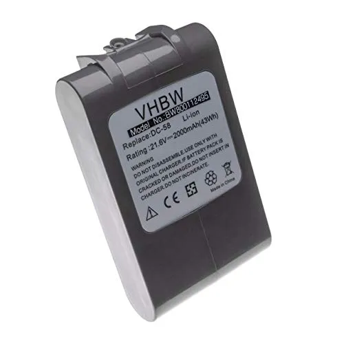 vhbw Li-Ion batteria 2000mAh (21.6V) per aspirapolvere Dyson DC62 Animal Pro, Dyson DC74, Dyson V6 Up Top sostituisce 965874-02