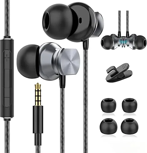 HOISTAC Auricolari con Filo, Auricolari, Cuffie in-Ear con Microfono,Cuffiette Magnetici Sport, Isolamento del Rumore,Alta Definizione, Bassi Potenti, per Huawei, Samsung, Xiaomi, OPPO etc(1 pack)