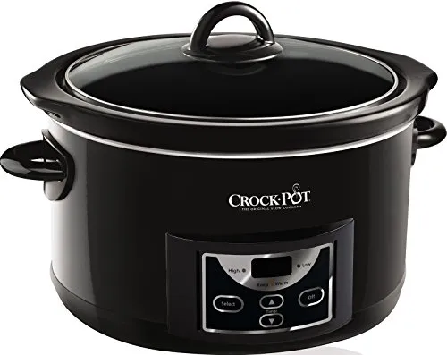 Crockpot Pentola per Cottura Lenta, Slow Cooker, Capienza 4.7 lt, fino a 6 Persone, Spegnimento Automatico, 2 Impostazioni Cottura e Funzione mantenimento in caldo automatica, 220 W, Ceramica, Nero