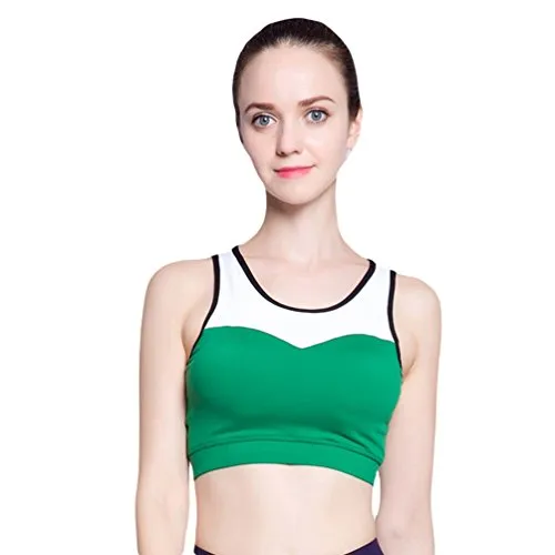 Dexinx Donna Shaping Reggiseno da Colori Misti Sportivo Elegante Yoga Tops alla Moda in Palestra Verde L