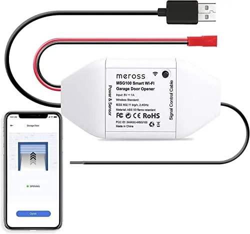 Meross WiFi Apriporta Garage, Door Opener Apricancello Smart Intelligente, APP Controllo Remoto, interruttore WiFi, Compatibile con SmartThings, Alexa, Google Assistant, Nessun Hub Richiesto