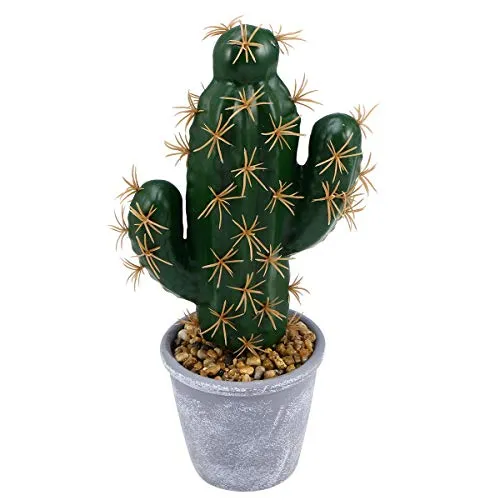 Yardwe Piante Artificiali di Cactus in Vaso Decorativo Piante grasse finte pianta Artificiale da Interno Finto Cactus Piante Bonsai Decor per la Casa 22 x 8 x 8,5 cm (Cactus a Doppia Testa)