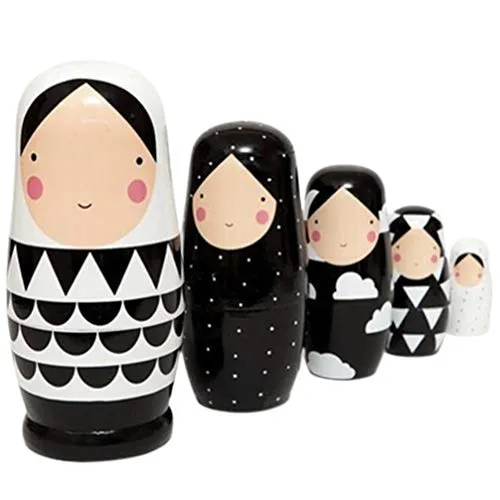 HEALLILY matrioska russa di legno animale nesting doll 5 strati di accatastamento bambole artigianali decorazione regalo casa 5pcs