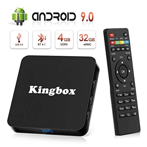 Android TV Box, Android 9.0 TV Box [4GB RAM+32GB ROM] Kingbox Smart TV BOX [2019 Ultima Versione] Supporto Ultra HD/H.265 / 4K / 3D / BT4.1 / USB3.0/2.4 GHz /Più di 3000 App (K4 S)
