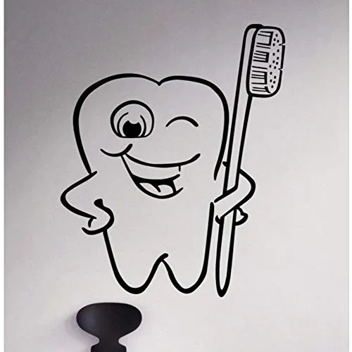 Cure dentistiche Adesivo Spazzolino da denti Pulizia Vinile Adesivo da parete Bagno Decor Denti Cancella Wall Art Sticker Rimovibile Decal 57 * 69 Cm
