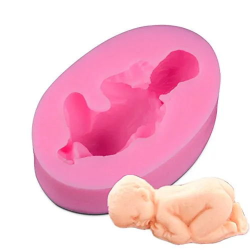 Emore, stampo in silicone a forma di scarpette per bambini, per fondente, decorazioni torte, stampo per torte Sleeping Baby
