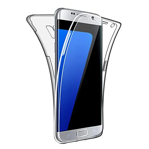SDTEK Custodia Compatible con Samsung Galaxy S7 Edge, Protezione 360 Gradi Caso Trasparente Clear Silicone Gel Cover Case