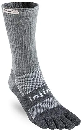 Injinji 2.0 Outdoor Midweight Crew Nuwool Calzini, Uomo, Charcoal & Black, L