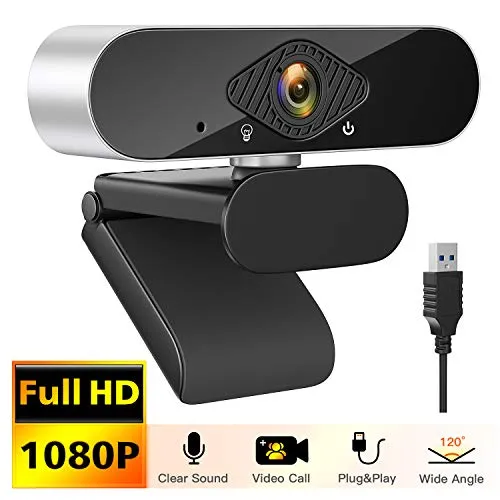 GIKERSY Webcam 1080p Full HD, Webcam USB per Streaming Live, Webcam per Desktop e Laptop, con Doppio Microfono Web Cam Funziona, Funciona con PC/MacBook/TV Box/Facebook/Youtube
