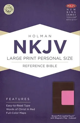The Holy Bible: New King James Version Personal Size Reference Bible, Brown/Pink, Leathertouch With Magnetic Flap