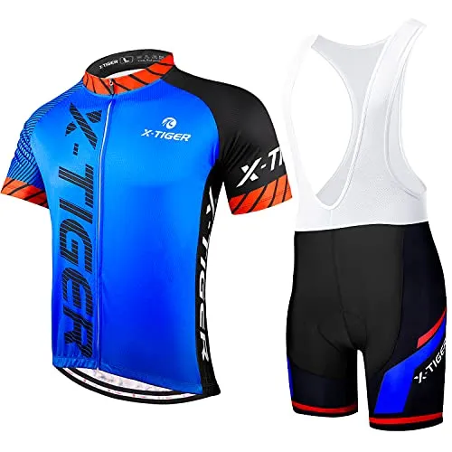 X-TIGER da Ciclismo Uomo 5D Gel Salopette Pantaloncini Corti Imbottiti Set di Abbigliamento Ciclista (Dbt-01101, XL)