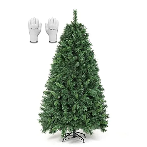 SALCAR Albero di Natale Artificiale 180 cm, Abete di Natale con Guanti e Supporto in Metallo, 580 Punte per Rami, Montaggio Rapido, Ignifugo