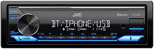 JVC KD-X372BT - Ricevitore multimediale digitale con vivavoce BT (Alexa built-in, sintonizzatore ad alte prestazioni, processore audio, USB, AUX, Spotify Control, 4 x 50 Watt, illuminazione tasti blu)