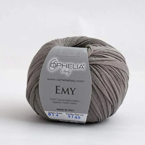 Ophelia Italy Emy – Fettuccia cotone 100g fettuccia 10mm 100% puro cotone egiziano Makò (014 Grigio)