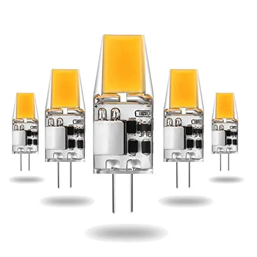 Lampadine a LED G4, 5 W, 500 lm, ricambio per lampadine alogene da 50 W, 4000 K, luce bianca naturale, 12 V AC/DC, non sfarfallio, non dimmerabile, angolo di illuminazione 360°, confezione da 5