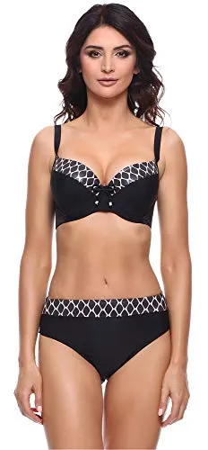 Merry Style Completo Bikini Donna P63581 (Nero-2, EU (Coppa 95 D/Bas 46) = IT (6 D/52))