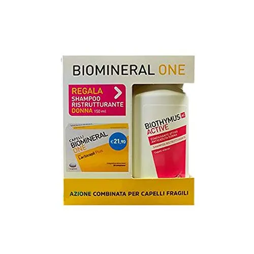 Biomineral One Capelli Lactocapil Plus 30 Compresse + Biothymus Active Shampoo Ristrutturante Donna