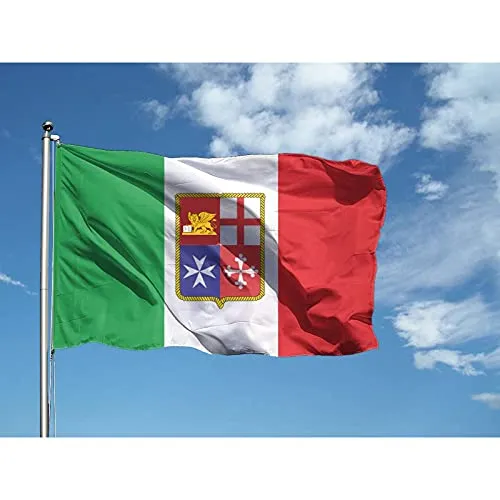 Bandiera MARINA MERCANTILE 100x150 cm in poliestere NAUTICO 115 gr/mq con doppia piega perimetrale, corda e guaina. Adatta sia IN/OUT DOOR