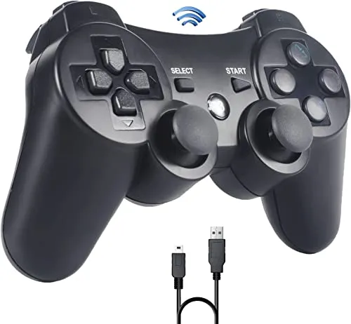 Sefitopher Joystick PS3,Senza Fili Bluetooth Controller di Gioco per PS3, con Cavo di Caricabatterie, Compatible per Playstation 3