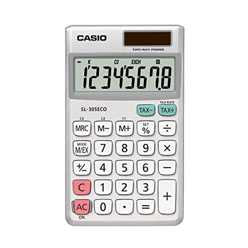 CASIO SL-305 ECO calcolatrice tascabile - Display a 10 cifre, composta per 40% di plastica riciclata