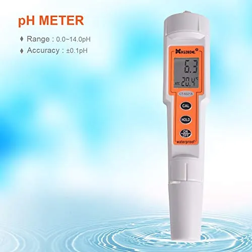 QYY Tester Portatile Impermeabile PH-Metro, 0,01 PH-Metro Digitale LCD ad Alta precisione, analizzatore di Tester Tipo PH-Metro per acquari/stagni/Piscina/Spa/Vino/urina/Acquario