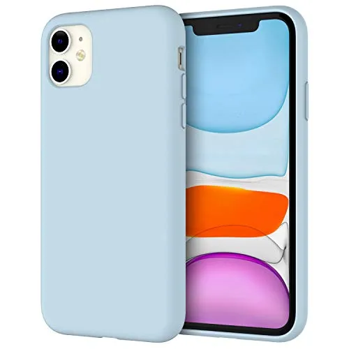 JETech Cover in Silicone Compatibile iPhone 11 (2019), 6,1 Pollici, Custodia Protettiva con Tutto Il Corpo Tocco Morbido setoso, Cover Antiurto con Fodera in Microfibra (Cielo Blu)