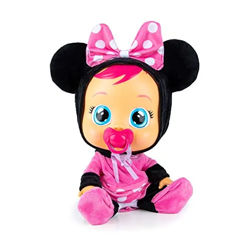 CRY BABIES Minnie | Bambola interattiva che piange lacrime vere con ciuccio e Pigiama de Minnie Disney - Giochi e Bambola per Bambini e Bambina dai +2 anni