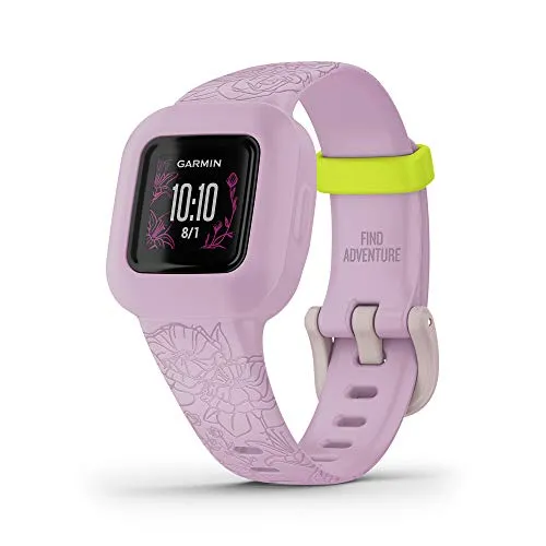 Garmin Vivofit Jr.3 Floral Pink - Activity Tracker per Bambini, Cinturino Regolabile, Rosa, 4 Anni in su