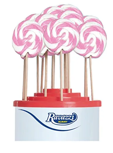 Lecca Lecca Rainbow Rosa Bianco. Confezione da 50pz x 25gr Ravazzi Gummy. Ideale per Feste di Compleanno e Caramellate.