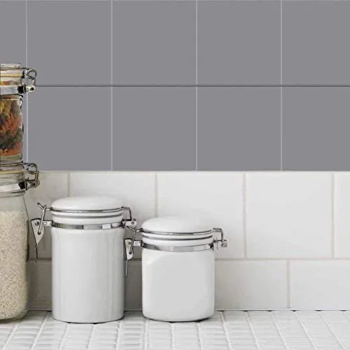Holoras - 50 adesivi per piastrelle di bagno e cucina, stacca e attacca, dimensioni 15 x 15 cm, Grigio, 4 * 4 inches