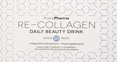 RE-COLLAGEN Daily Beauty Drink - Integratore alimentare con l'esclusivo complesso di aminoacidi ABC COMPLEX, Vitamina C e ACIDO IALURONICO - Made in Italy