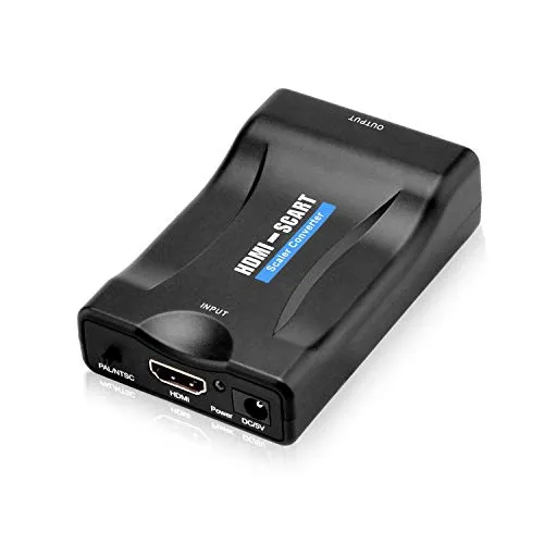 SODIAL Convertitore da HDMI A SCART Ingresso HDMI Uscita SCART Video Composito HD Adattatore Audio Stereo 720p / 1080p per HDTV Dvd Adattatore da NTSC Pal A HDMI A SCART