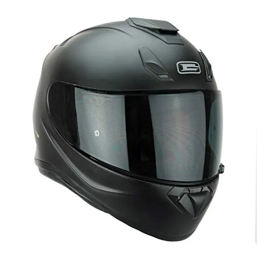 108163 Casco moto G-Mac Roar Evo Full-face in vetroresina + visiera scura GRATUITA (nero satinato, L)