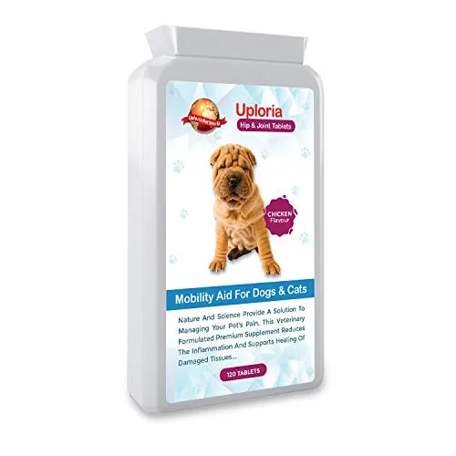 Uploria Pet World Integratori per Le Articolazioni del Cane - 120 Pastiglie Aromatizzate al Pollo| Formulazione Veterinaria per Supportare Le Articolazioni di Cani E Gatti