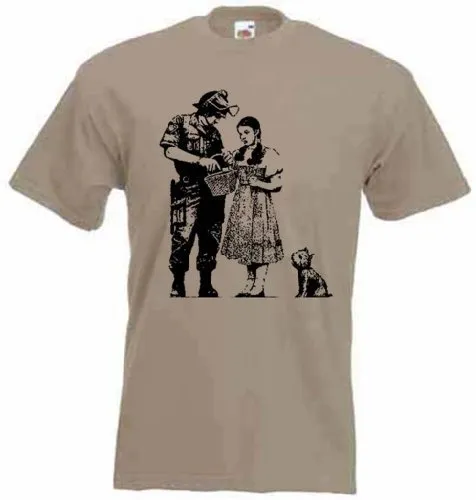 Bansky T-Shirt - Stop e Ricerca (varietà di Colori Disponibili) - Giallo, XX-Large