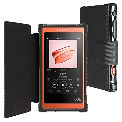 inorlo PU Pelle Flip Custodia per Sony Walkman NW-A55L Lettore MP3 Case Cover con Chiusura Magnetica + Pellicola (Nero)