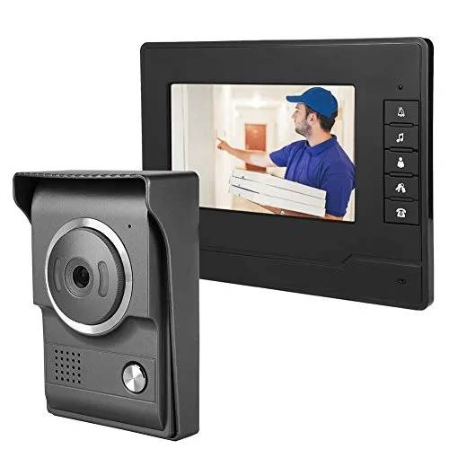 Campanello 7Inches TFT/LCD HD Video campanello impermeabile, videocitofono cablato campanello per porte di visione notturna a infrarossi Sistema di sicurezza domestica,(EU)