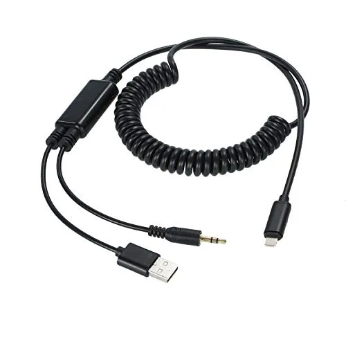 QISUO Estendi l'adattatore Audio, Cavo AUX USB per Auto Cavo di Ricarica Prolunga Adattatore Audio Adatto per BMW per iPhone 5 6S 7