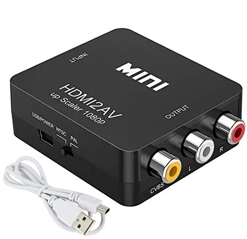 HDMI a RCA, Yiany Convertitore da HDMI a AV, 1080P HDMI a 3RCA Adattatore audio video composito CVBS per TV HD, PC, laptop, Xbox, VHS, VCR, lettori DVD