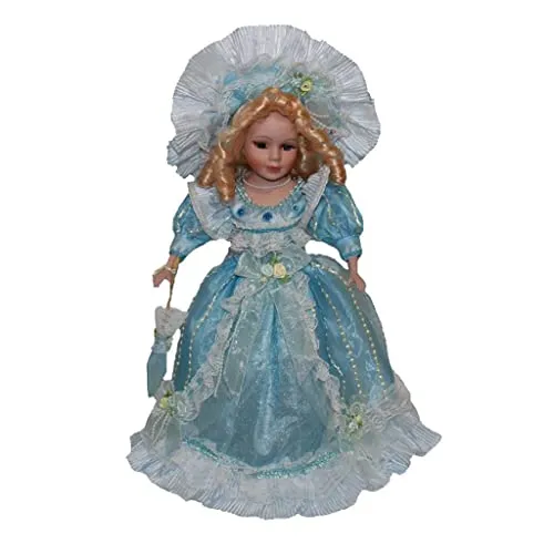 predolo Bambola di Porcellana da 40 Cm, Abito Blu, Cappello, Decorazione per La Casa
