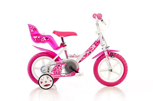 Dino Bikes 124RLN, Bicicletta per bambina, misura 12", Bianco/Rosa