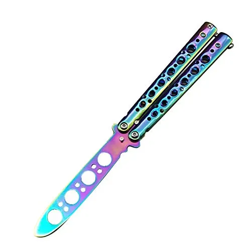 Folding Knife Metal Stainless Steel Practice Training Butterfly Knife Exercise Practice Butterfly Training Knife-Colorful