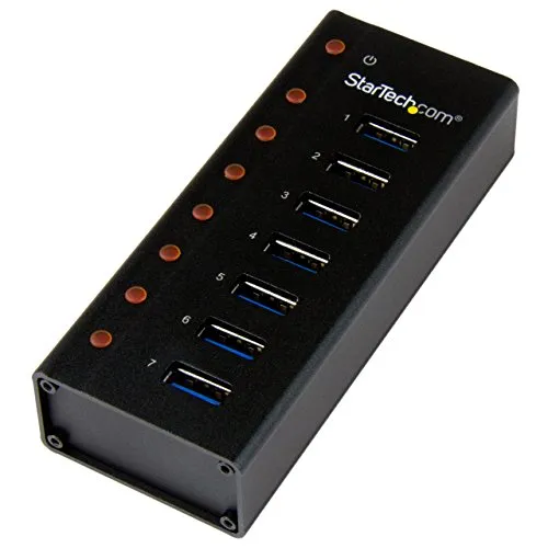 StarTech.com HUB USB SuperSpeed 3.0 a 7 porte - Perno e concentratore USB 3.0 ultra veloce a 5 GBps con alimentazione esterna - Nero