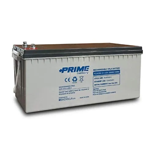 Batteria AGM Solare Ermetica"Prime" da 12V 200Ah Deep Cycle Veicoli Elettrici Impianti Solari