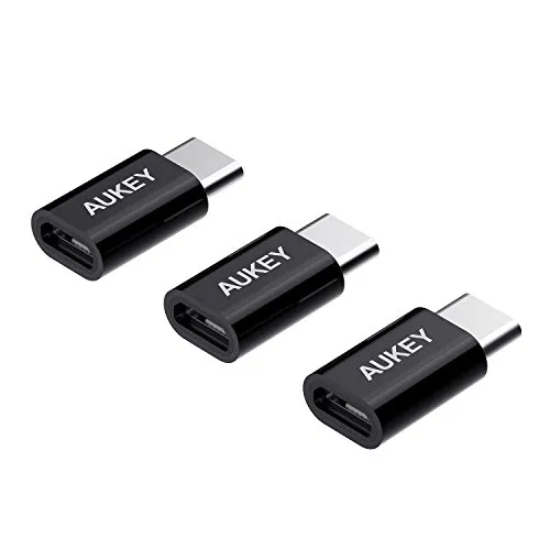 AUKEY Adattatore USB C a Micro USB Femmina ( 3 pack ) Connettore USB Type C per Samsung, Google Pixel, Huawei, MacBook Pro