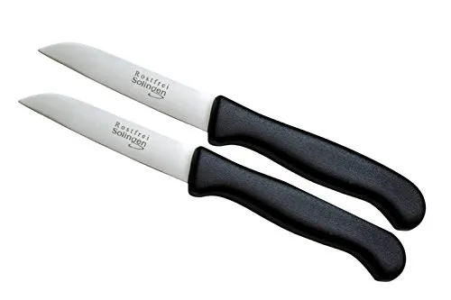 Schwertkrone Coltello Solingen, spelucchino, in set, a lama dritta acciaio inox, affilato, multiuso, da cucina, per verdure, lavabile in lavastoviglie, Acciaio INOX