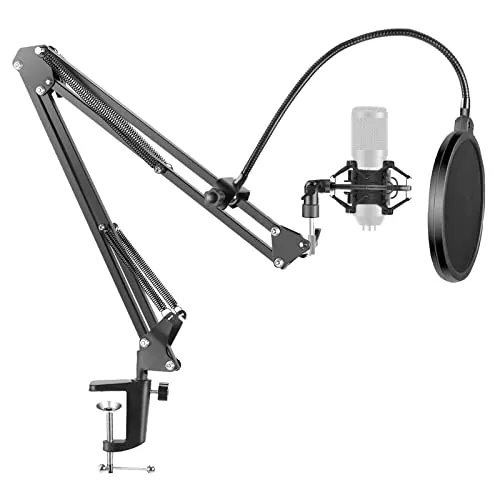 Neewer NW-35 Supporto per Microfono a Sospensione con Braccio a Forbice con Supporto Clip per Microfono, Filtro Anti-pop e Supporto Antiurto, Compatibile con Blue Yeti Snowball Yeti X ecc.