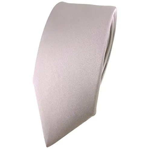 TigerTie - stretto cravatta di seta in raso - grigio argento monocromatico Uni - Cravatta 100% seta