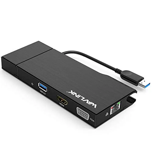 WAVLINK Adattatore da USB 3.0 a HDMI e VGA Supporta connessione Ethernet, lettore di schede SD e TF / Micro SD